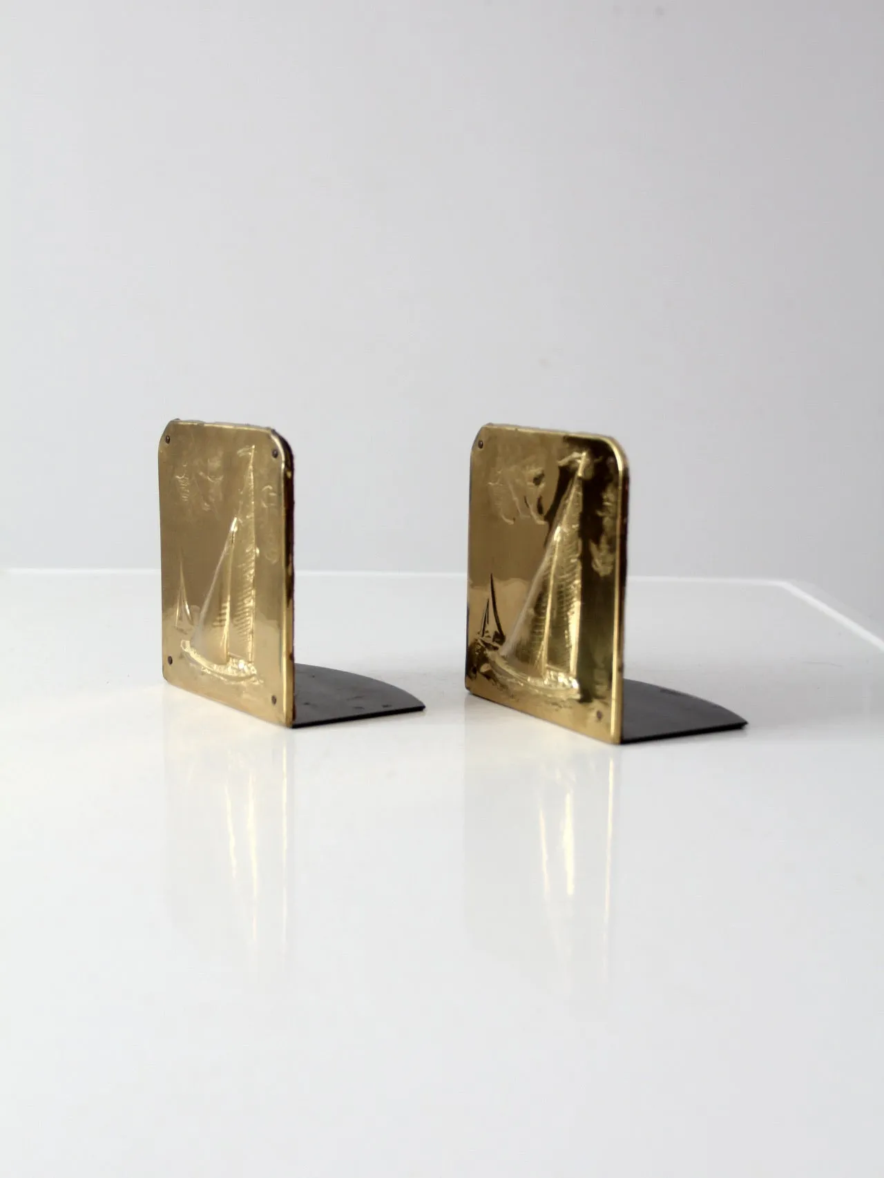 vintage brass nautical bookends