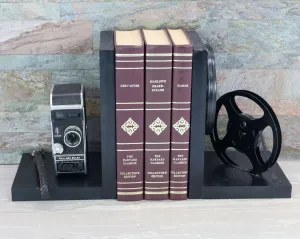 Vintage Camera Bookends, Movie Theater Decor, Bolex Paillard L8, DVD Holder, Movie Maker, Director & Actor Gift