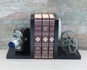 Vintage Movie Camera Bookends - DVD Holder - Keystone 8mm Camera - Movie Theater Decor - Movie Maker Gift - Director Gift