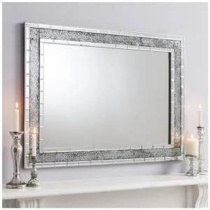Wardley Silver Crackle Glass Rectangle Wall Mirror