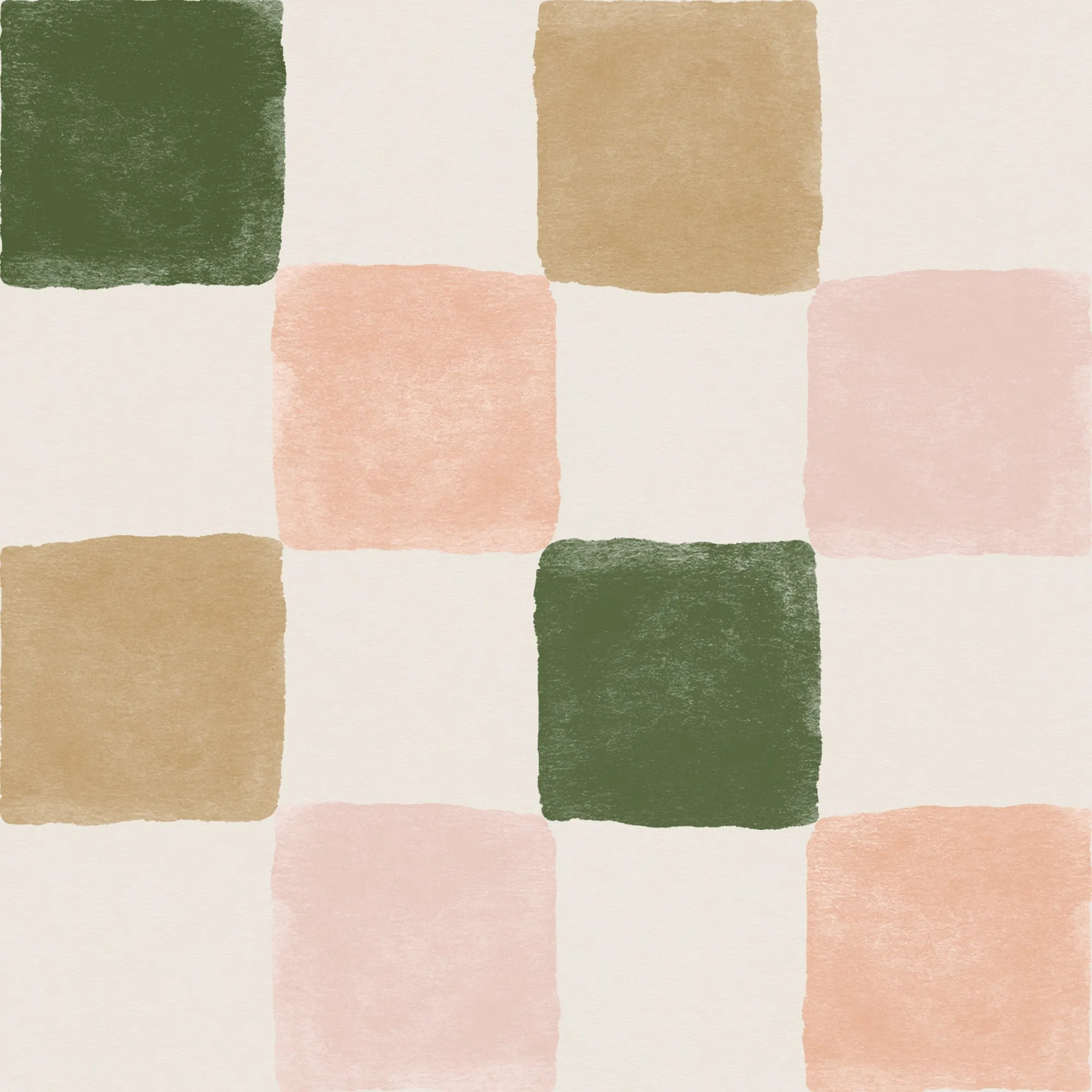 Warm Green and Pink Checker Wallpaper – Earthy & Pastel Tones