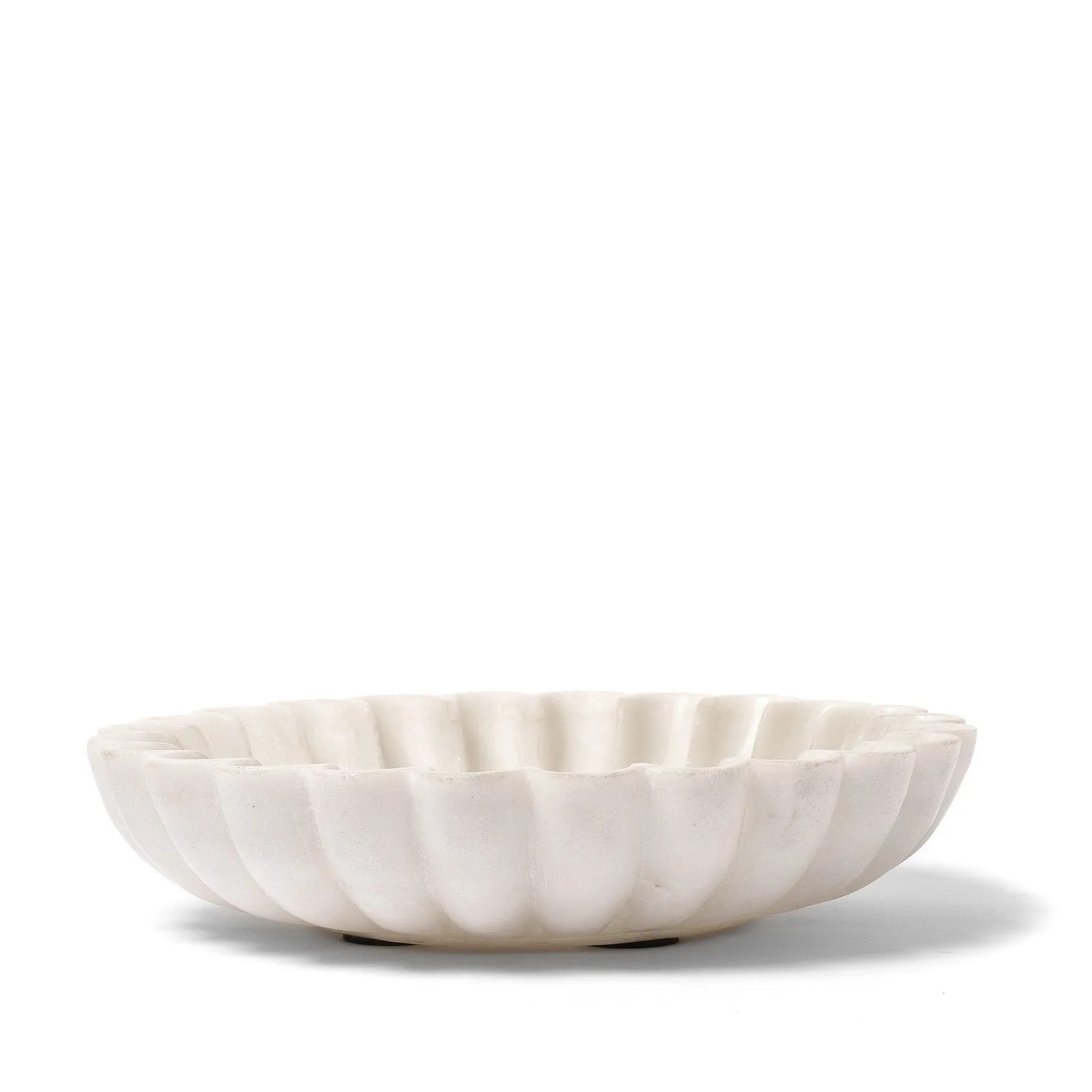 White Marble Scalloped Decorative Bowl