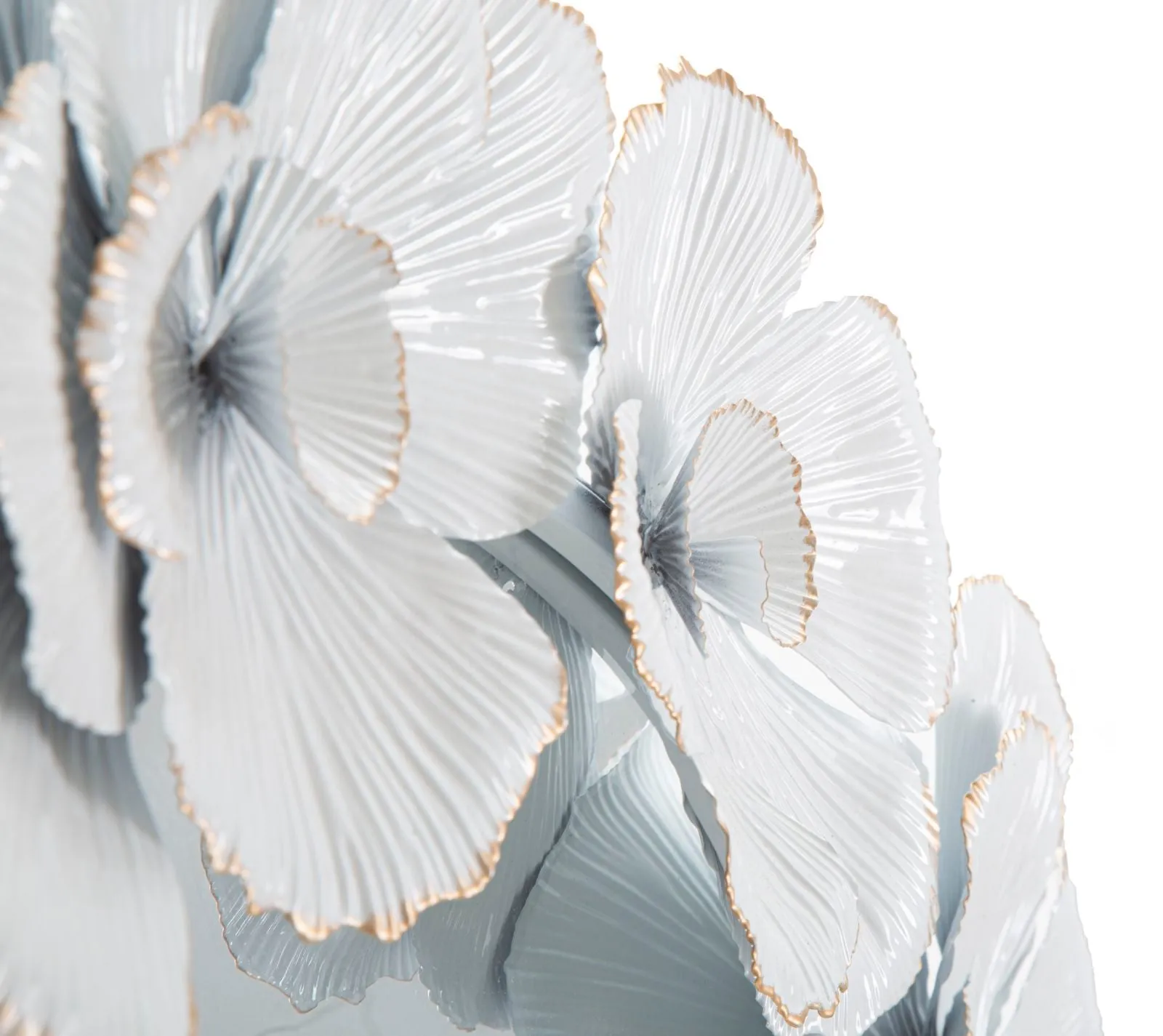 White Metal Floral Round Wall Mirror