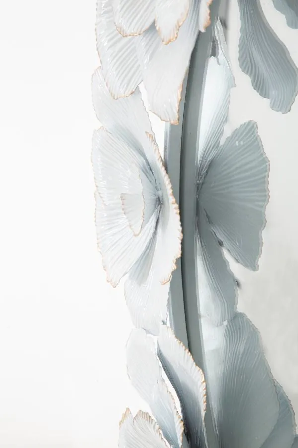 White Metal Floral Round Wall Mirror