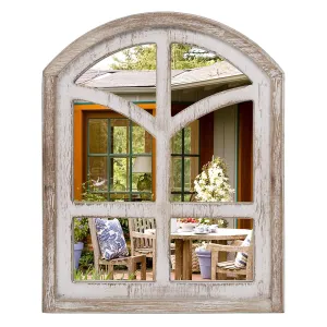 WILDWOOD Wood Wall Mirror, Arched Window Mirror with Farmhouse Decorative Mirror for Entryway, Bedroom, Living Room (24"X18") (1 Piece)