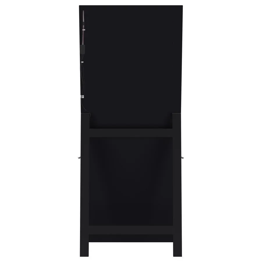 Windrose Full Length Floor Standing Tempered Mirror with LED Lighting Black