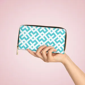 Wristlet Phone Wallet, White and Pastel Green Geometric Style Purse