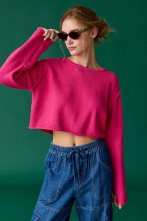 Zoe Loose Fit Cropped Top- Fuchsia