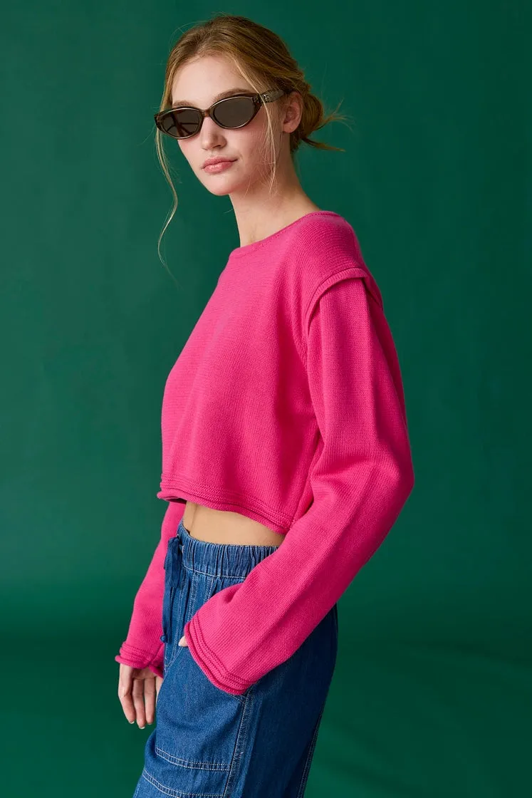 Zoe Loose Fit Cropped Top- Fuchsia